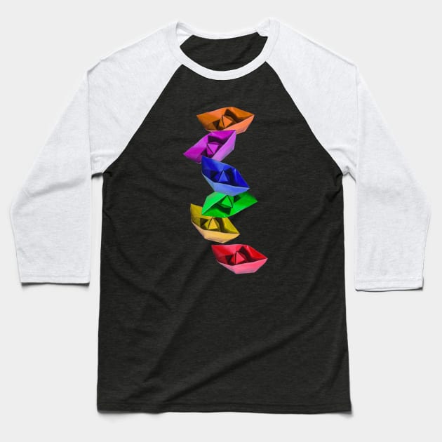 Little paper boats flow Baseball T-Shirt by ABelloArt